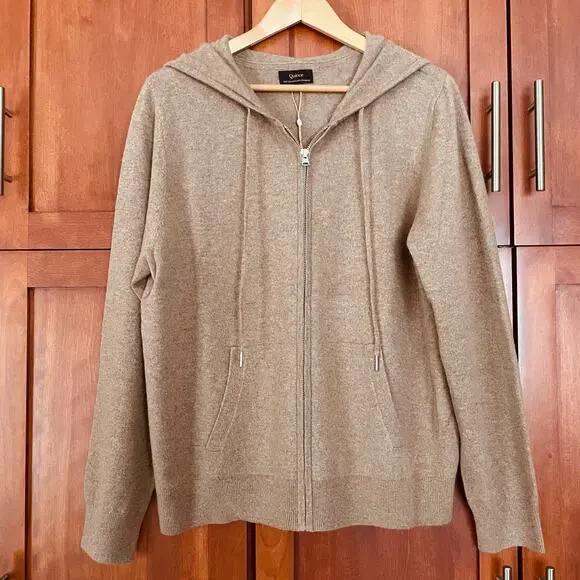Quince 100% Mongolian Cashmere Sweater Full Zip Hoodie Teak Size XL NEW - Picture 3 of 10